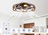 19INCH 7 Blades Caged Ceiling Fan with Remote Control ,Flush Mount Ceiling Fan with Light Kit W3596P457959