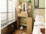 47.4'' Large Makeup Vanity Desk with Mirror and Lights, Fluted Dressing Table with 5 Drawers & Open N704P465888N