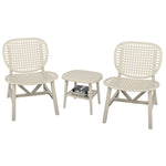 ZUN 3 Pieces Hollow Design Retro Patio Table Chair Set All Weather Conversation Bistro Set Outdoor Table 74598568