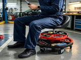 Height Adjustable Rolling Mechanic Stool with Backrest & 2 Removable Tool Trays, 360&deg Swivel 51592296