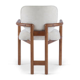 Dining Chairs Set of 2 Upholstered Arm Chairs, Rubber Wood Accent Chairs Beige Fabric Seating, 300 N779P233060B