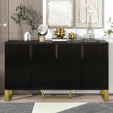 ZUN Modern sideboard with Four Doors, Metal handles & Legs and Adjustable Shelves Kitchen Cabinet 51001314