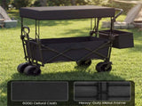 Foldable Utility Wagon,Adjustable Handle Outdoor Wagon, Puncture-Proof Wheels with Brakes, Removable 21094050