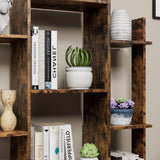 ZUN Bookshelf with 2 Drawers, Industrial Freestanding Open Display Shelving, Vintage Open Bookcase, 12 W578P207921