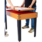 ZUN 5-in-1 Multi-Game Table - Billiards, Push Hockey, Foosball, Ping Pong, and Basketball brown/red 34748372