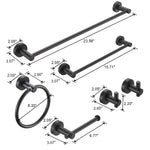 ZUN Bathroom Hardware Set, Thicken Space Aluminum 6 PCS Towel bar Set- Matte Black 24 Inches Wall 07835652