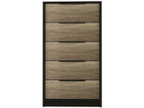 Cannon 5-Drawer Rectangle Dresser Black Wengue and Light Oak B06280494