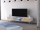 White and Macadamia 2 Hinged Drawers TV Rack B062P175179