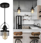 ZUN Industrial Black Pendant Light Metal Cage Pendant Lights Dining Room Hanging Lighting for Kitchen 77757571