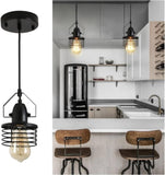 ZUN Industrial Black Pendant Light Metal Cage Pendant Lights Dining Room Hanging Lighting for Kitchen 77757571