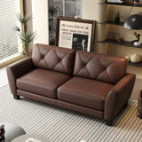 82" Genuine Leather match Two-Over-Two Sofa Living room coach Transitional sofa - Honey Brown W1896P175676