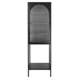 ZUN Stylish Tempered Glass High Cabinet with Arched Door Adjustable Shelves and Feet Anti-Tip Dust-free W1673127678