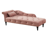 Aijia 60.6" Velvet Chaise Lounge Buttons Tufted Nailhead Trimmed Solid Wood Legs with 1 Pillow,Rose W111740820