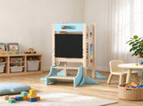 6-in-1 Toddler Kitchen Helper Tower, Standing Step Stool with Blackboard for Ages 3-6, Blue 97572664