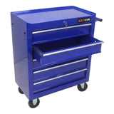 ZUN 5 Drawer Tool Chest, Tool Storage Cabinet for Garage Storage with 4 Wheels and Locking System, BLUE W1102107323