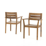 STAMFORD Dining Chairs Set of 2,Acacia Wood Patio Armchair,for Backyard, Poolside, Garden,Teak N762P251941A