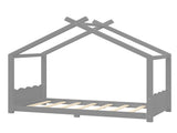 Twin House Floor Bed with Support Slats, Solid Wood House Bed Frame for Kids, No Box Spring Needed W1580P387838