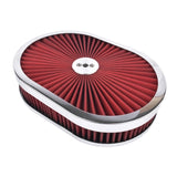 12 x 2'' Oval Air Cleaner Super Flow Washable Element Red for Chevy Ford Classic 5-1/8 Carb Neck 4 74243879