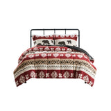 Full/Queen Print Sherpa Comforter Set B035100527