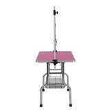 ZUN 46" Folding Dog Pet Grooming Table Stainless Steel Frame Rubber Mat on Board with Adjustable Arm and 89735766