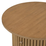 Round Coffee Table for Living Room in Natural, Farmhouse Coffee Table a Drawer, Center Table N735P242922N