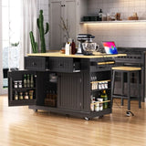 K&K 48 inch Large Kitchen Island with Drop Leaf,Power Outlet,Internal Rack,Rolling Kitchen N707P257057B