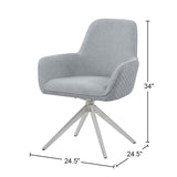 Fabric Upholstered Swivel Dining Arm Chair, Light Grey B016P224457