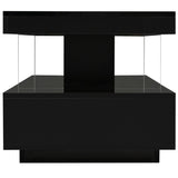 ZUN U-Can LED Coffee Table with Storage, Modern Center Table with 2 Drawers and Display Shelves, Accent WF307038AAB