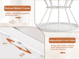 Natural 47" Round Dining Table , Family-Sized for 4-6 People, Hourglass Metal Base & Curved Tabletop 29145753