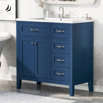 ZUN 36" Bathroom Vanity with Sink Combo, Blue Bathroom Cabinet with Drawers, Solid Frame and MDF Board 11515323