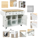 Kitchen Cart with Rubber wood Drop-Leaf Countertop ,Cabinet door internal storage racks,Kitchen 57726272
