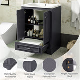 24'' Bathroom Vanity with Ceramic Sink Combo, Modern Freestanding Storage Cabinet with Silver N710P194893C