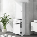 ZUN Tall Bathroom Storage Cabinet, Freestanding Storage Cabinet with Two Different Size Drawers and WF312730AAK