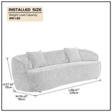 ZUN Blue Mid Century Modern Curved Sofa, 3 Seat Cloud couch Boucle sofa Fabric Couch for Living Room, W876P191455