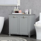 Tilt-Out Laundry Sorter Cabinet, Bathroom Storage Organizer Grey-AS Prohibited by 18628659