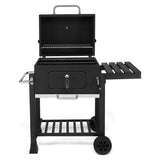 ZUN Charcoal Grill with Foldable Side Table and Wheels, Heavy-duty BBQ Grill for Outdoor Picnics Patio 52462179