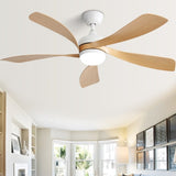 ZUN 52 Inch Modern Ceiling Fan With 3 Color Dimmable Led Light 5 ABS Blades Remote Control Reversible DC W882P147262