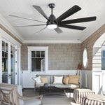 ZUN 72 Inch Large Ceiling Fans with Lights and Remote Control 6 Wind Speed DC Motor Black for Living W934P230674