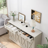 Vintage White Sideboard with Two Drawers and Four Doors for Living Room, Bedroom, and Kitchen, Room W757P234599
