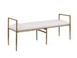 Contemporary Style 1pc Bench Matte Gold Hammered Look Forged Steel Fabric Cushion Seat Bedroom B2741P611084