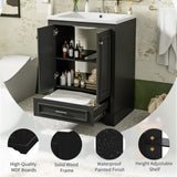 24'' Bathroom Vanity with Ceramic Sink Combo, Modern Freestanding Storage Cabinet with Silver N710P194893B