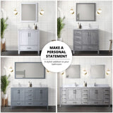 Dark Grey Double Bath Vanity 84 in. W x 22 in. D, White Quartz Top, and Faucet Set B2731P259153
