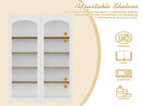 ON-TREND Free Standing 5 Tier Bookshelves, Bookcases Set of 2, Farmhouse Two-Tone Storage Cabinet N721P245734K