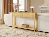Mid-Century Modern Fluted Console Table with 2 Drawers & Open Shelf, Oak Finish Narrow Entryway W2557P515569