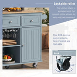 Kitchen Island with Power Outlet,Kitchen Storage Island with Drop Leaf Rubber Wood,Open Storage WF305556AAG