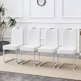 A set of 4 white thickened dining chairs with built- in spring packages and ergonomic W3226P279079