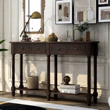Console Table Sofa Table Easy Assembly with Two Storage Drawers and Bottom Shelf for Living Room, 63358665