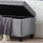 ZUN Upholstered tufted button storage bench ,Linen fabric entry bench with spindle wooden legs, Bed W2186P151309