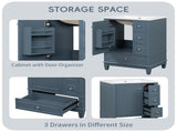 24" Bathroom Vanity with Sink Drawers, Gray Blue Freestanding Vanity Cabinet with Ceramic Top 93166940