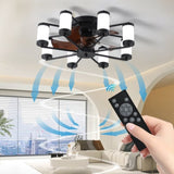 ZUN 21.7 inch Ceiling Fan Light - Windmill-shaped Flush Mount Ceiling Fan with Light with Remote Control W1340103803